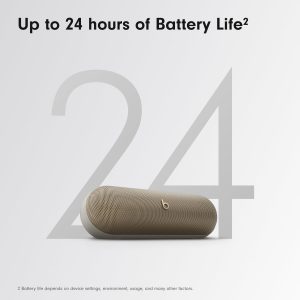 Bluetooth Speaker and Portable Wireless Charger via USB-C – Up to 24 Hours Battery Life, IP67 Water Resistant, Apple & Android Compatible, Built-in Microphone – Campagne Gold