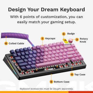 Glorious Gaming – GMMK 3 PRO HE: Wireless Gaming Keyboard Rapid Trigger, Hall Effect, Aluminum Body, 8K Polling Rate, Hotswap MX & Magnetic Switches, Adjustable Actuation, ANSI 75% Tenkeyless (Black)